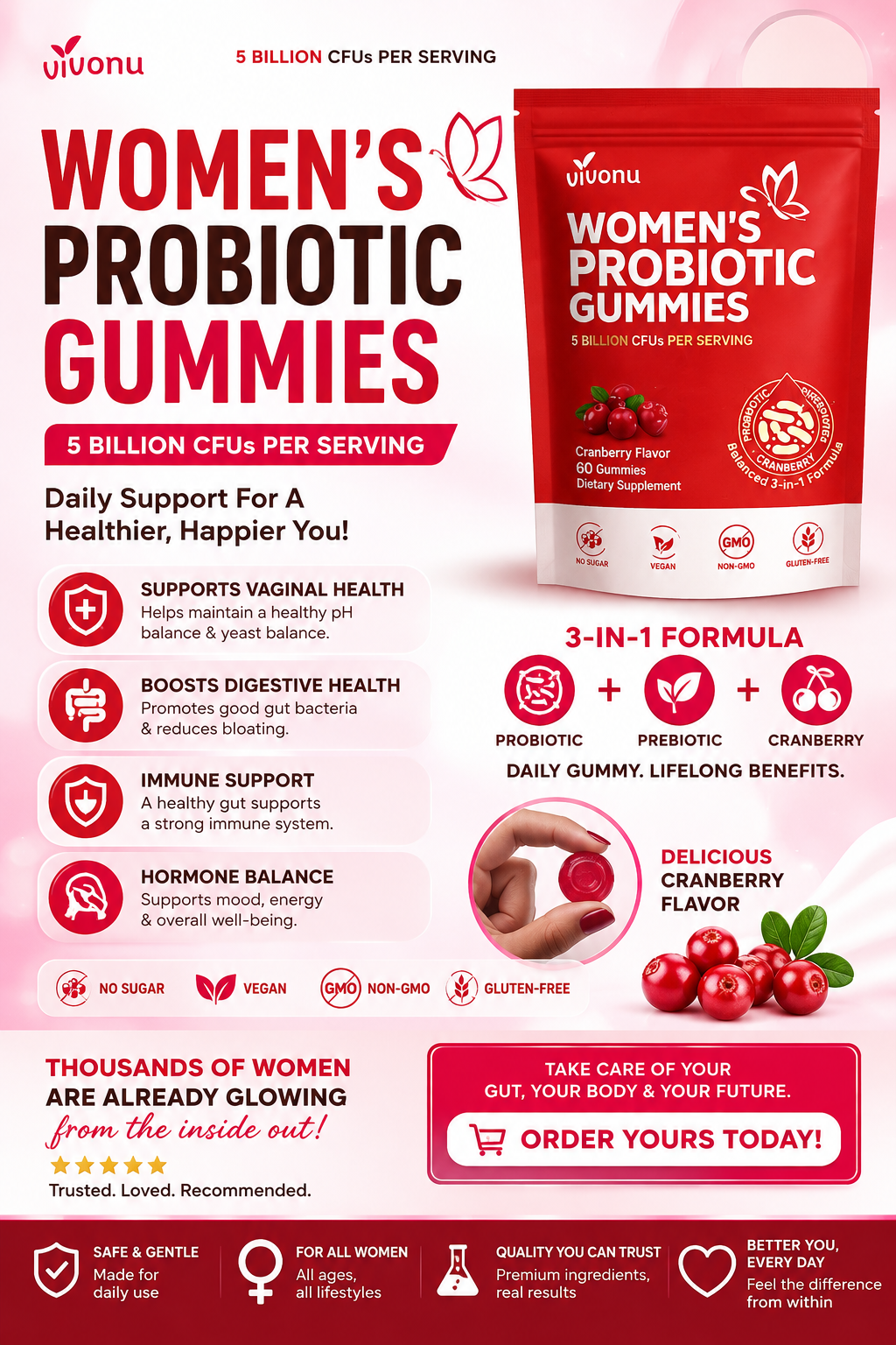 Women's Probiotic Gummies bottle - hero shot