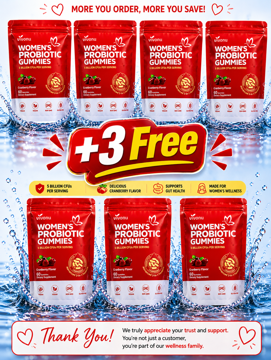 Women's Probiotic Gummies - Buy 4 Get 3 Free
