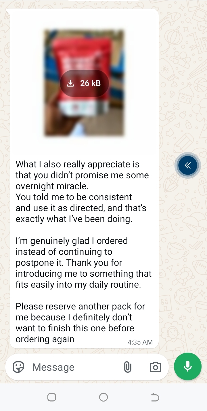 Customer WhatsApp testimonial screenshot 3